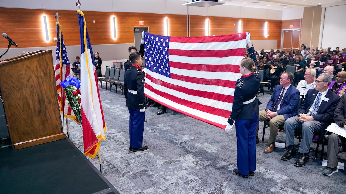 UIW Army ROTC conducting flag folding ceremony